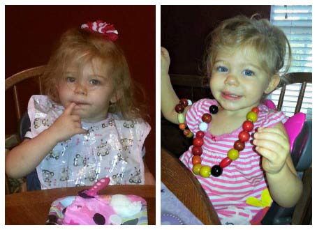 Collage of two photos of Amy's daughter