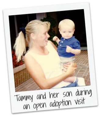An old photo of Tammy and her son during an open adoption visit