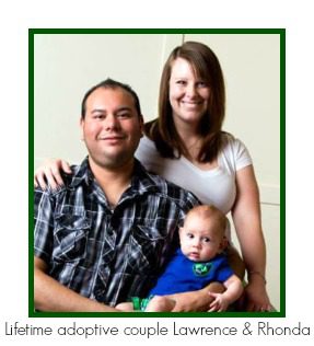 Lifetime adoptive couple Lawrence and Rhonda with their infant son