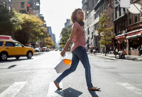 Woman walking in NYC