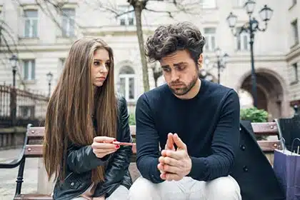 birth father not participating when woman shows him her pregnancy test
