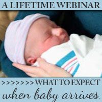 Webinar graphic which reads "A Lifetime Webinar: What to Expect When Baby Arrives