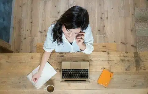 Woman calling adoption professionals