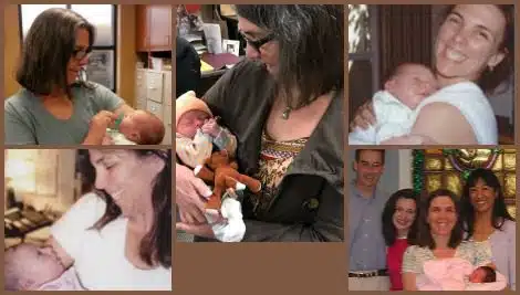 Collaged photo of Diane with Lifetime babies over the years