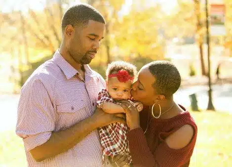 Happy adoptive family
