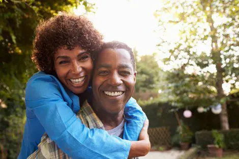 older couple hugging