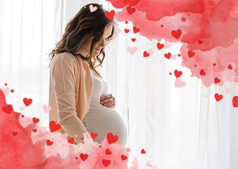 Pregnant woman with heart border