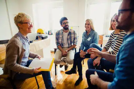 Members of an adoption support group in discussion