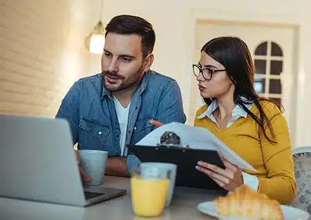 Couple looking at finances