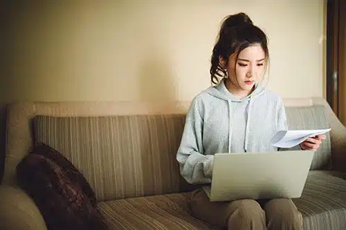 Pregnant woman wondering about an adoptive family