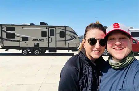 Shannon and Nick ready to take their RV on a fun family trip