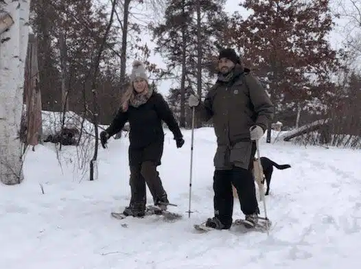 Jess and Ryan cross-country skiing