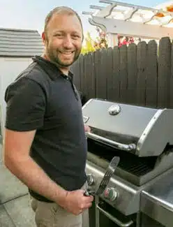Josh manning the grill