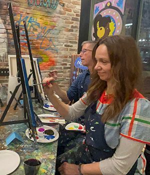 Jenny and Matt at a paint class together