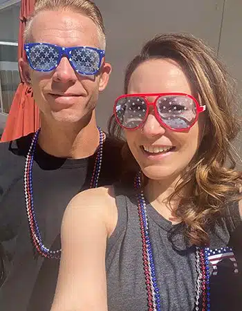 Tim and Amanda dressed up for the 4th of July, Tim's favorite holiday