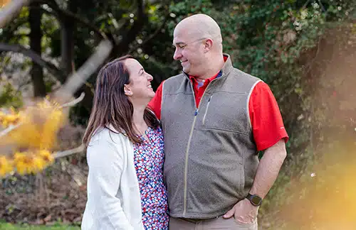 Hopeful adoptive parents Jamie and Bert gaze lovingly at each other