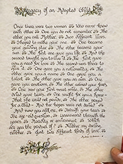 photo of an adopted child legacy on old parchment paper