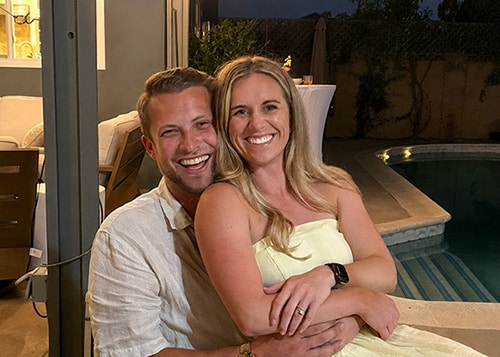 Hopeful adoptive parents Elijah and Brady lounge by their pool in Southern California